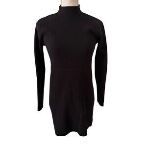 MNG Mango Black Mock‎ Neck Tight Knit Tunic Dress Size M